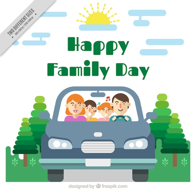 Free Vector family background in a car with children singing