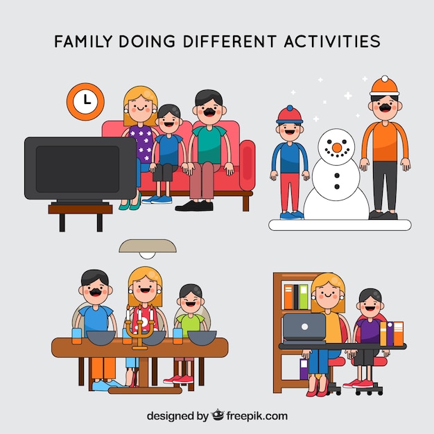 Family background doing different activities