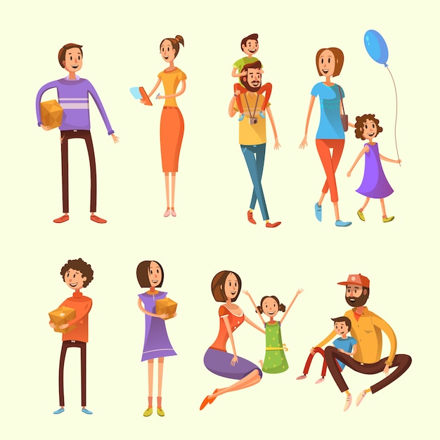 Free Vector family cartoon set