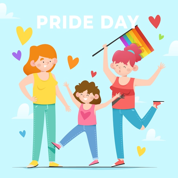 Family celebrating pride day collection