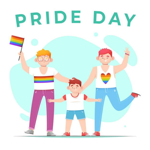 Family celebrating pride day