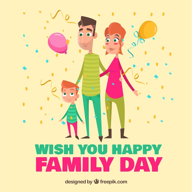 Free Vector family day background with balloons and confetti