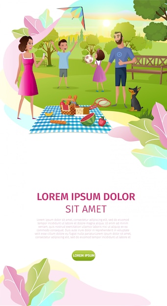 Free Vector family day cartoon vector landing page template