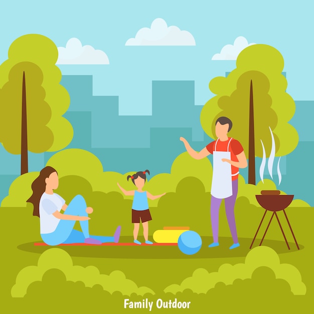 Family doing a barbecue at the park