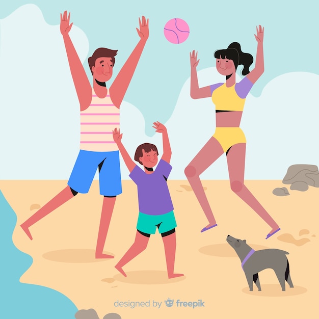 Free Vector family doing outdoor activities