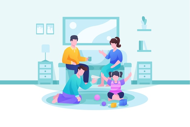 Family enjoying time concept