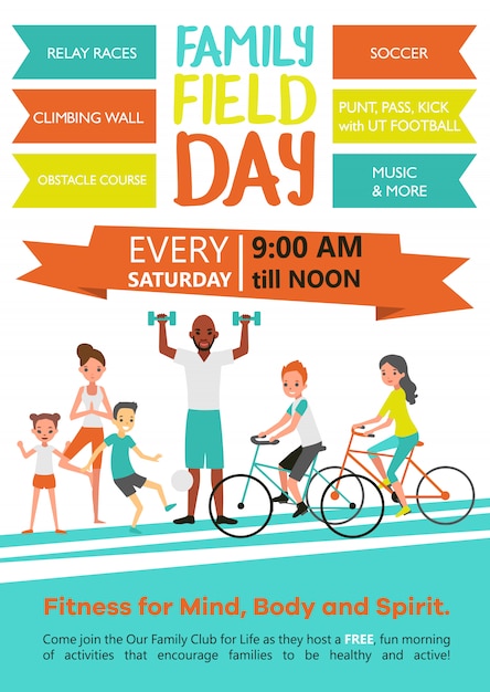 Free vector family fitness template