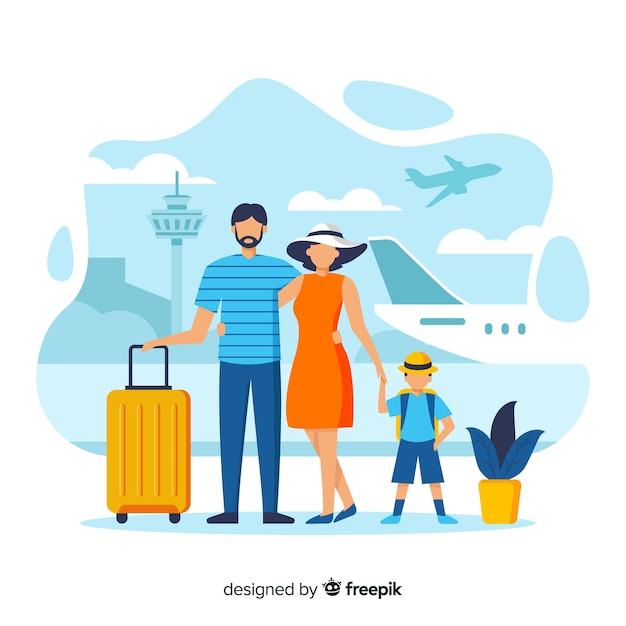 Free Vector family going on a trip background