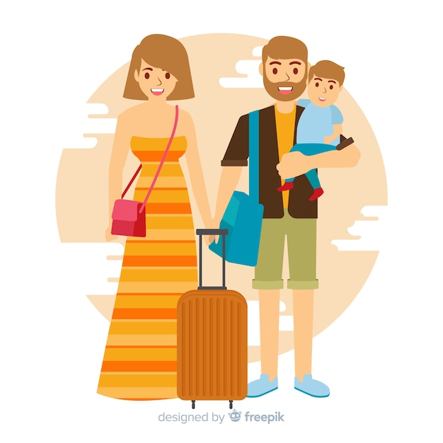 Free Vector family going on a trip background