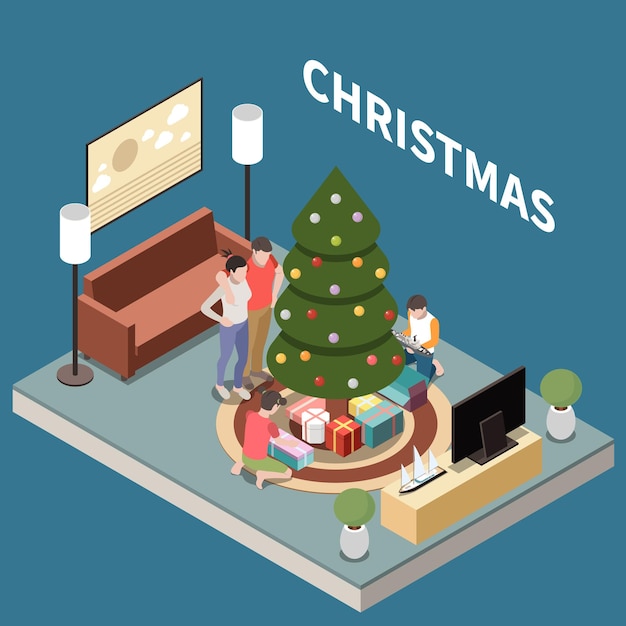 Free Vector family holidays composition