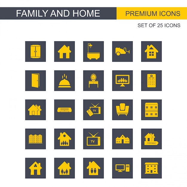 Family and Home icons set vector 