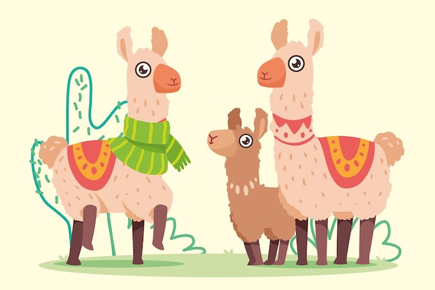 Family of llamas