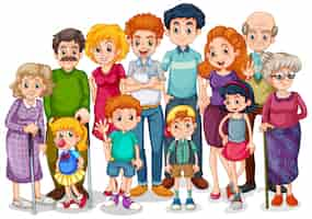 Free vector family members with children and all relatives