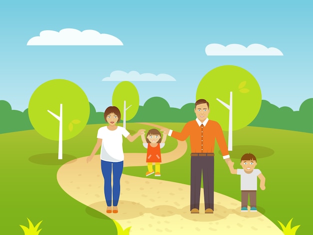 Family Outdoors Illustration