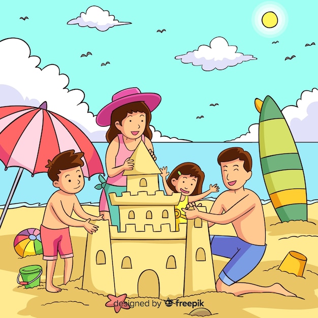 Free Vector family outdoors