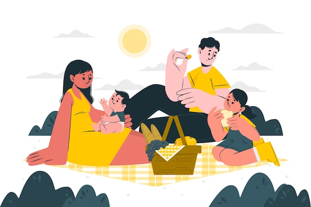 Free vector family picnic concept illustration