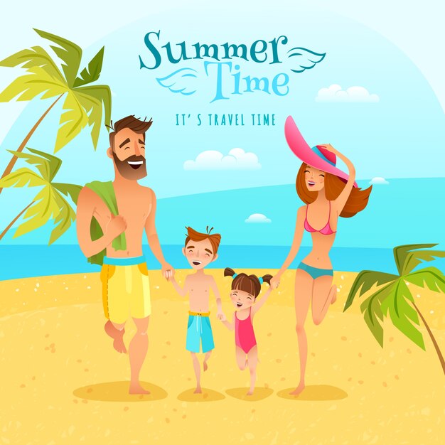 Family Season Summer Illustration