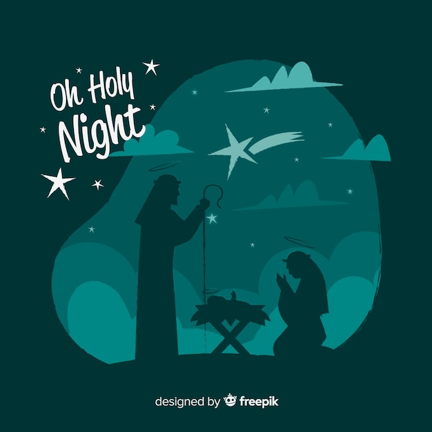 Free Vector family silhouette nativity background