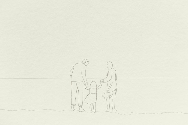 Free Vector family time background simple line drawing