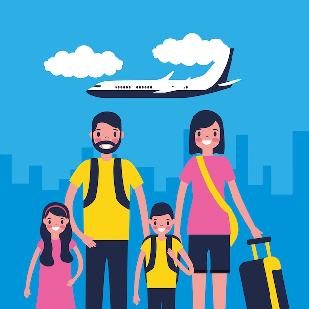 Free Vector family travelling 