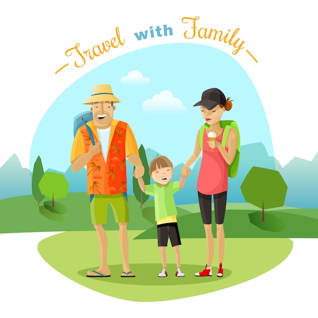 Free Vector family trip illustration 