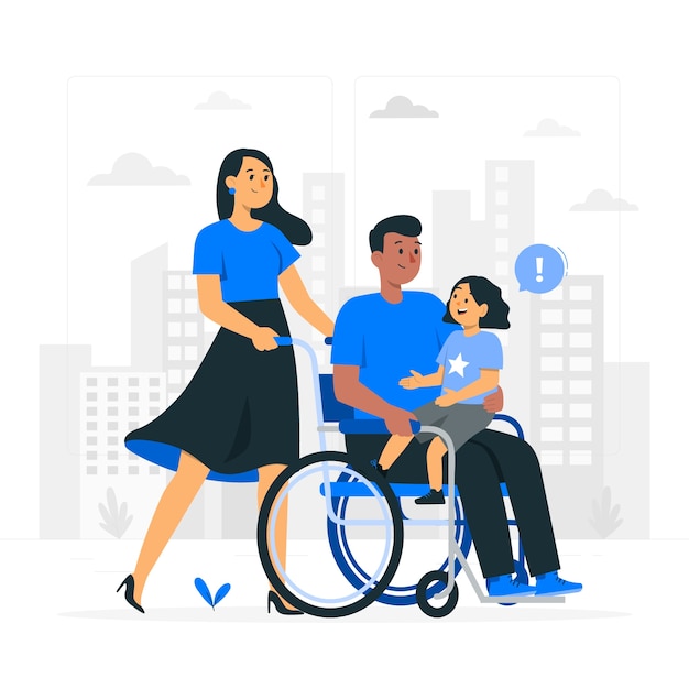 Family with a disabled parent
concept illustration