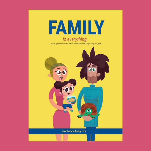 Family with pets poster