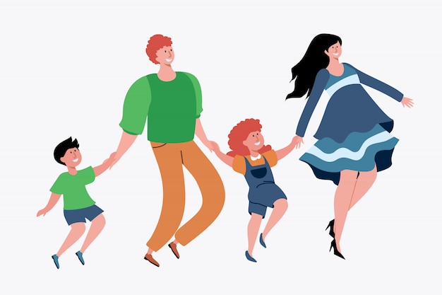 Free Vector family with two children having fun