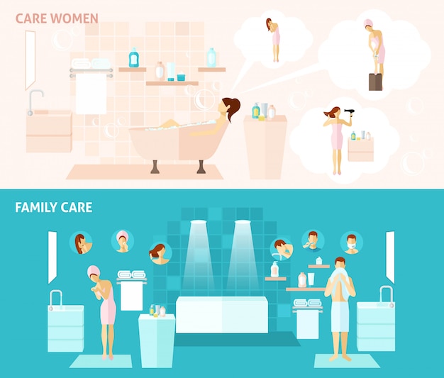 Free Vector family and woman care banner