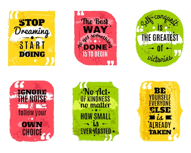 Free Vector famous quotes colored textured icons set