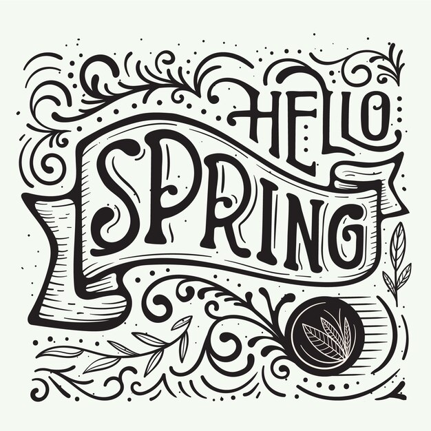 Fancy lines and dots for hello spring lettering