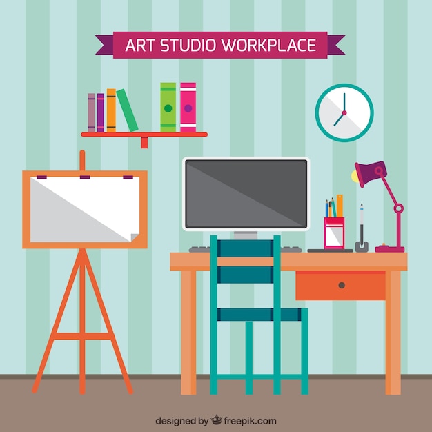 Free Vector fantastic art studio