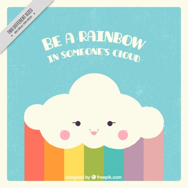 Free Vector fantastic background of cloud with rainbow