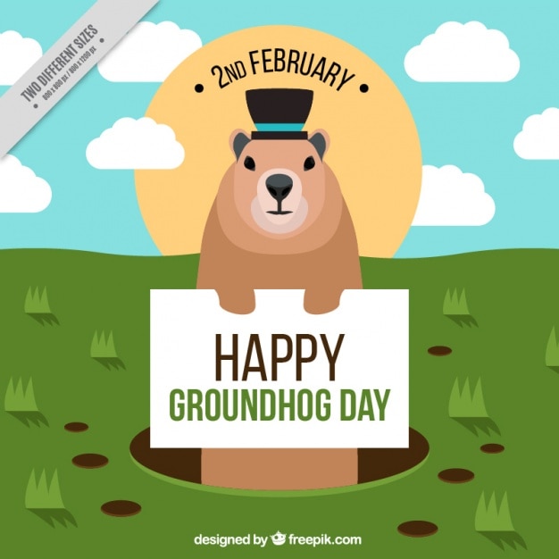 Free Vector fantastic background for groundhog day in flat design