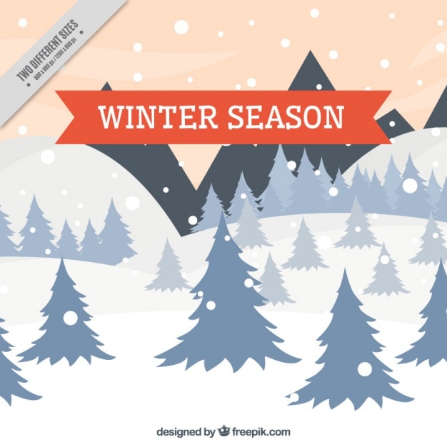 Free Vector fantastic background of snowy mountain and trees