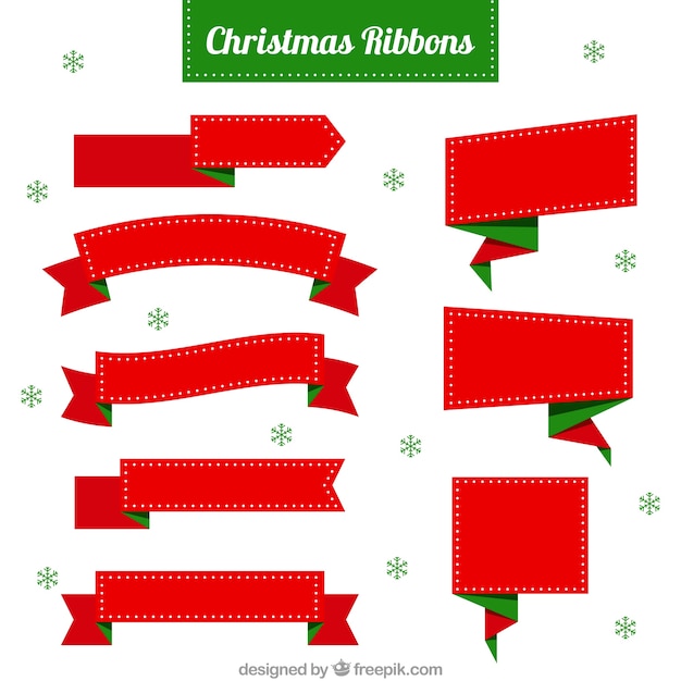 Free Vector fantastic christmas ribbons with green details