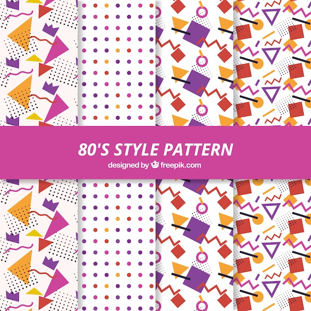 Free vector fantastic decorative patterns in 80s style