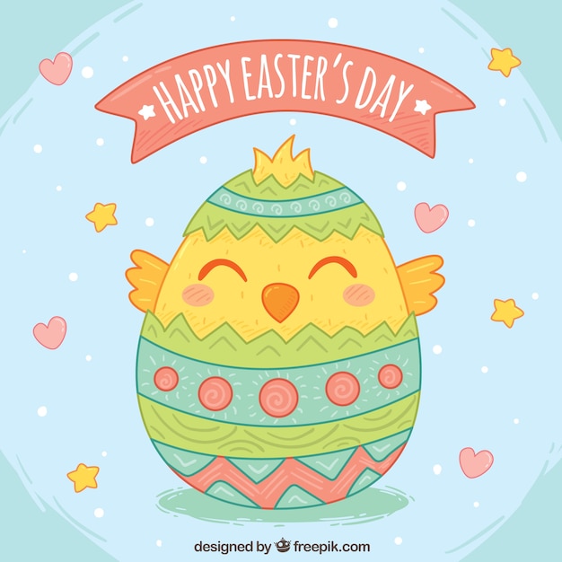 Free Vector fantastic easter background with cute chick