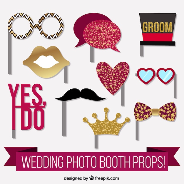 Free Vector fantastic elements for wedding photo booth