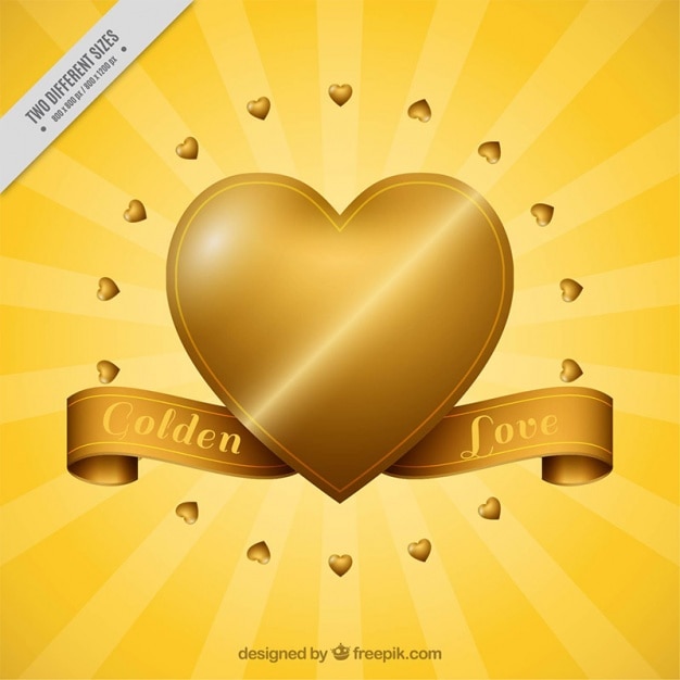 Free Vector fantastic golden background with hearts