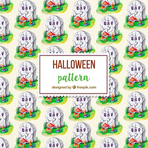 Free Vector fantastic halloween pattern with tombs