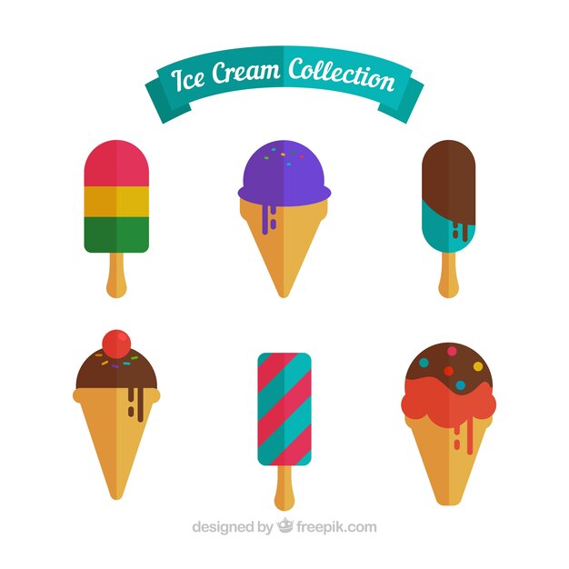 Fantastic ice creams in flat design