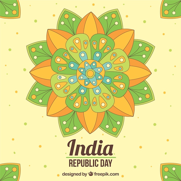 Free Vector fantastic indian republic day background with colorful mandala