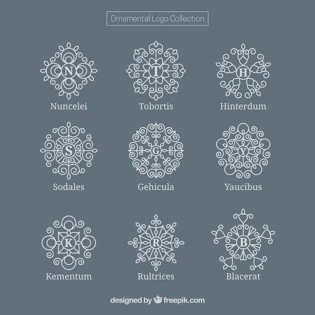 Free Vector fantastic logos with ornamental decoration