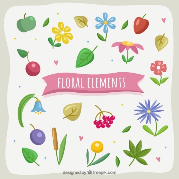 Free Vector fantastic set of floral elements