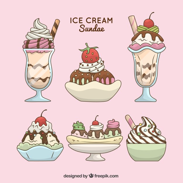 Free Vector fantastic set of summer desserts with ice cream