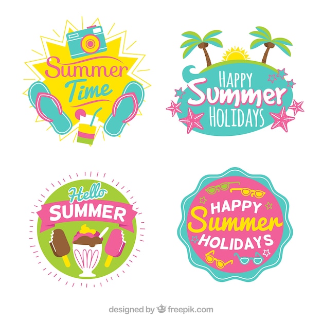 Fantastic summer labels in flat design