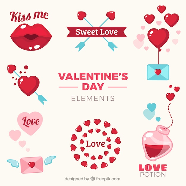 Fantastic valentine's elements with blue details