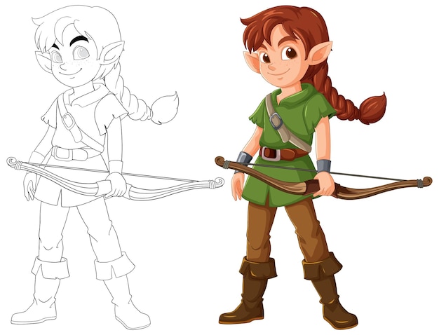 Free Vector fantasy archer elf character design