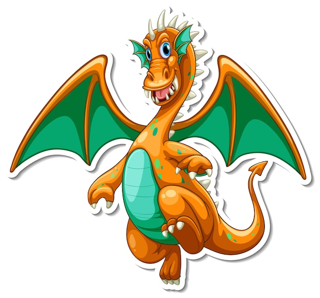 Free vector fantasy dragon cartoon character sticker